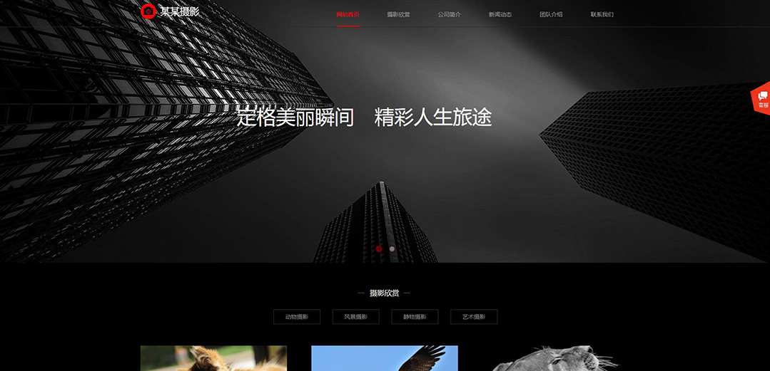 (帶手機(jī)版數(shù)據(jù)同步)自適應(yīng)攝影沖印類(lèi)紅色婚紗攝影網(wǎng)站模板